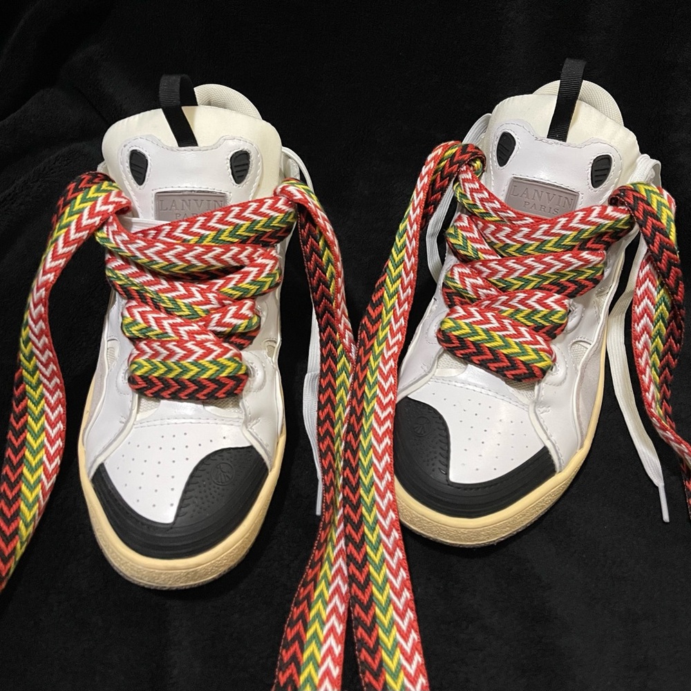 Lanvin White and Black Sneakers with Colorful Laces